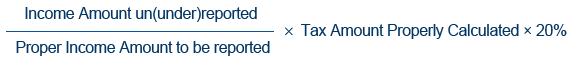  Proper Income Amount to be reported/Income Amount un(under)reported × Tax Amount Properly Calculated × 20%